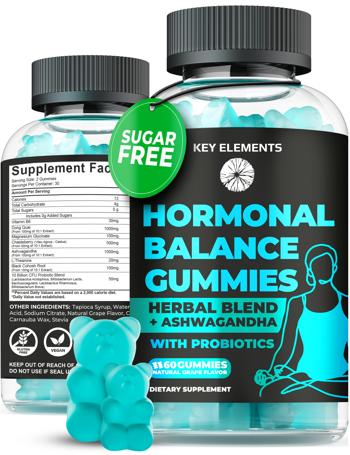 PMS Gummies Hormonal Balance Supplements For Women - Probiotic PMS Vitamins Menstrual Cramp Relief, Hot Flashes Menopause Support