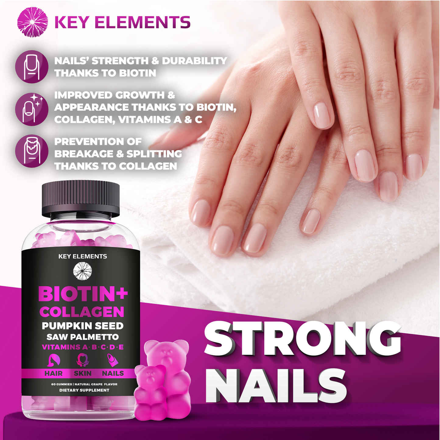 Beauty Complex Biotin Collagen Gummies for Hair, Skin & Nails