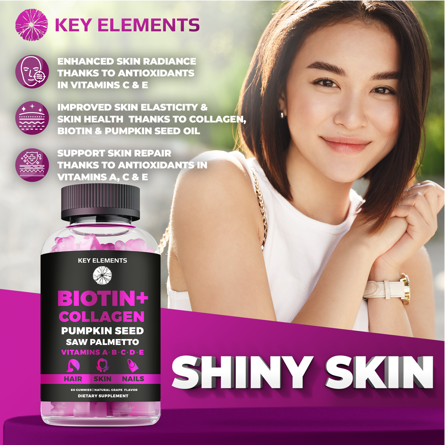Beauty Complex Biotin Collagen Gummies for Hair, Skin & Nails
