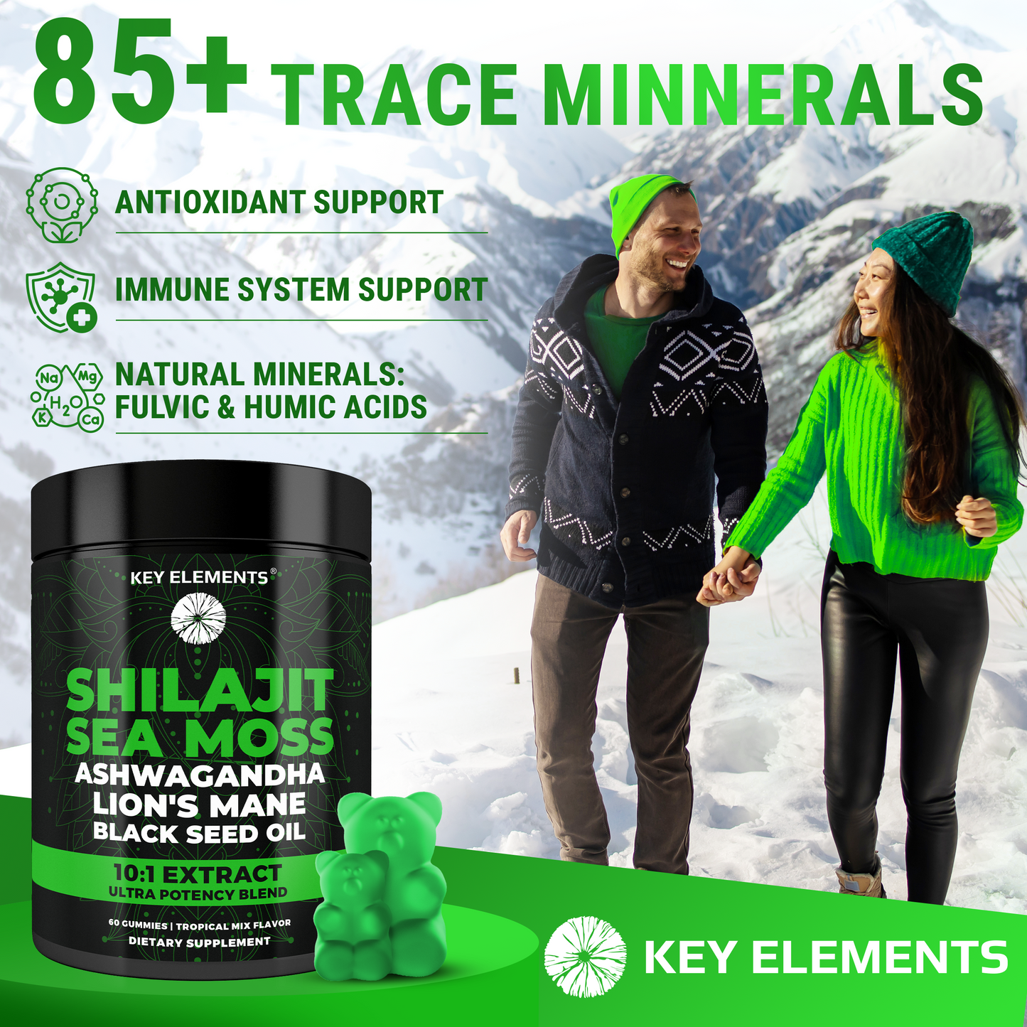 Himalayan Shilajit Gummies with Sea Moss for Immune, Energy & Brain Support