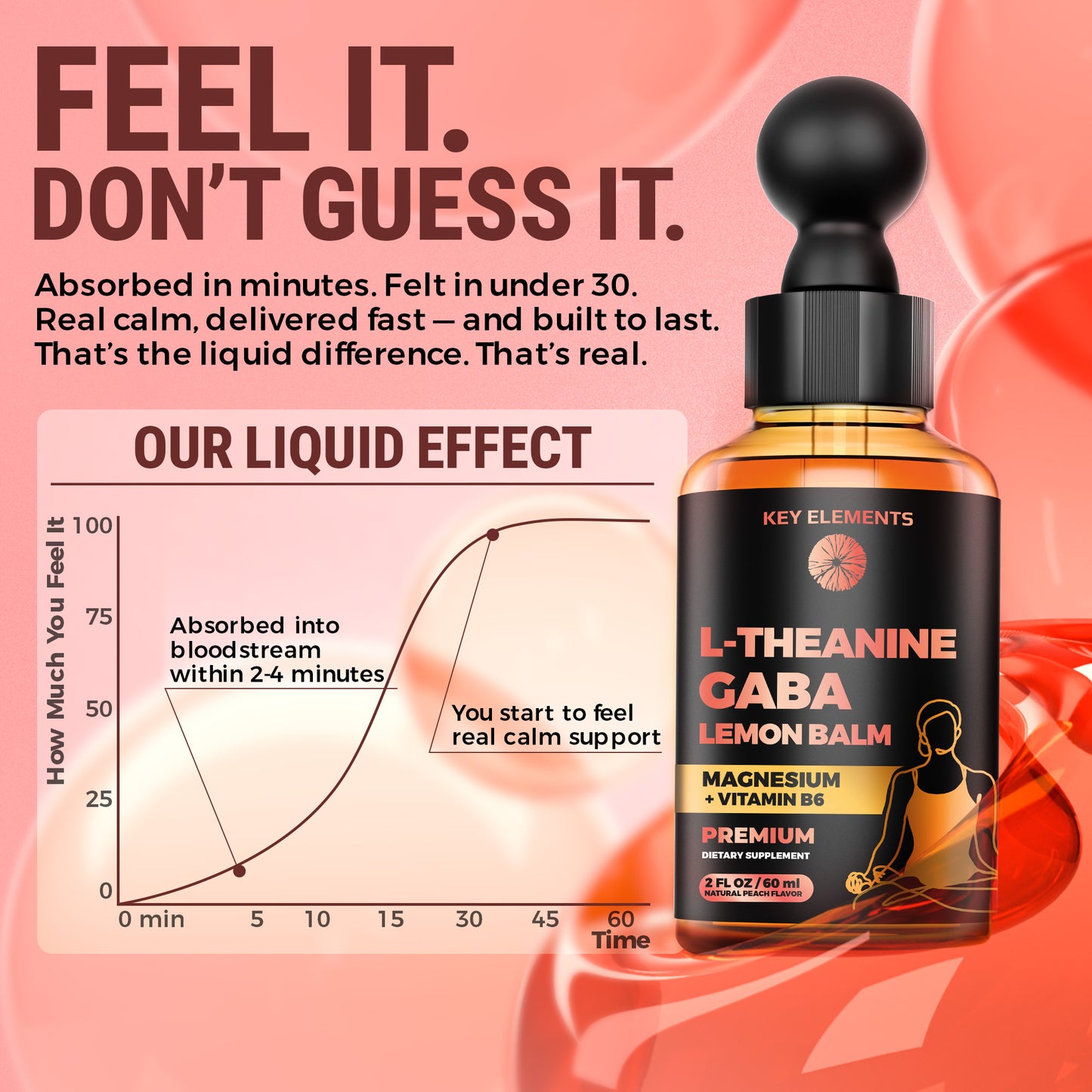 L Theanine and GABA Supplements | GABA Calming with Lemon Balm Extract, L-Theanine and Magnesium with B6 | Stress Relief & Relaxation GABA Drops