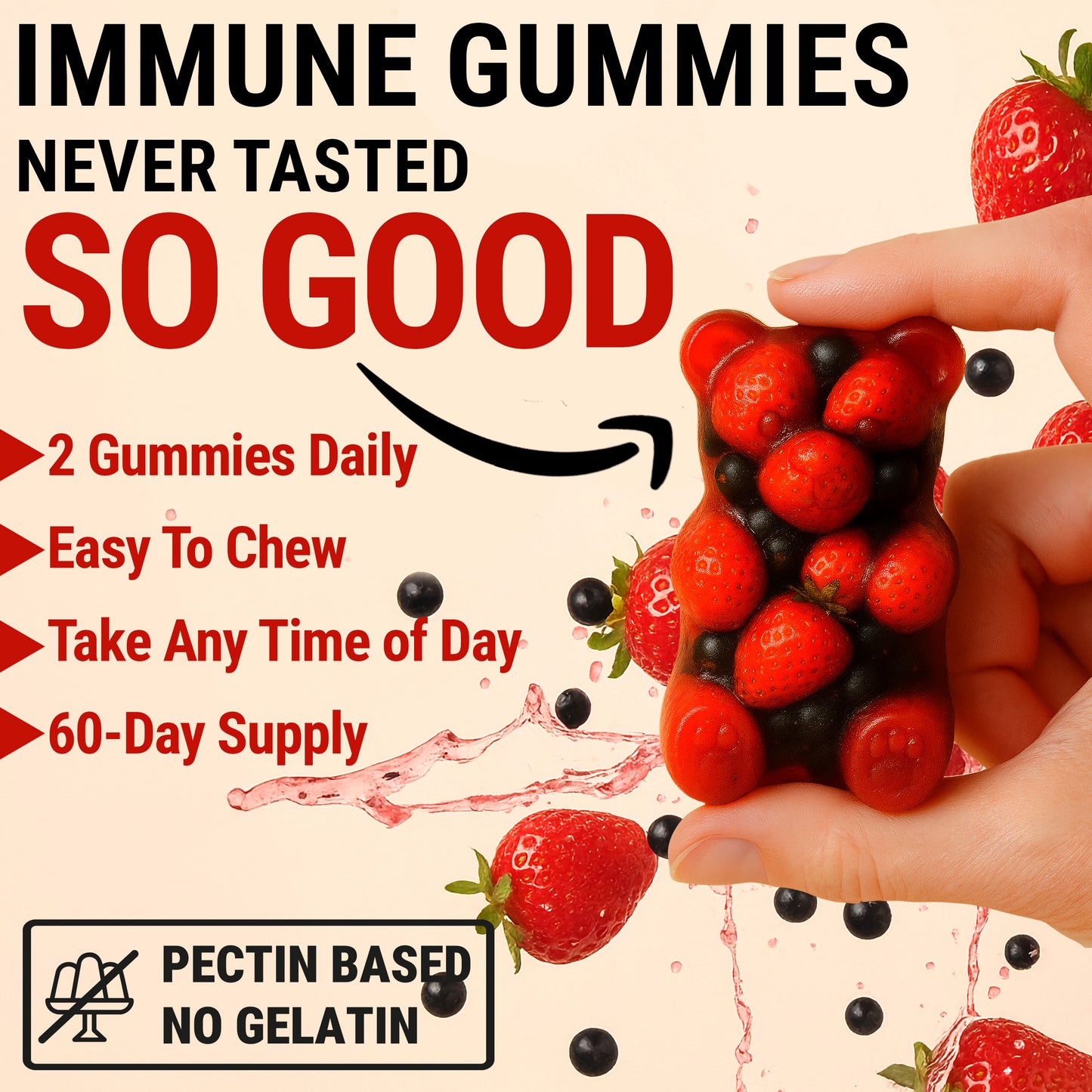 Immune Support Zinc Gummies 50mg with Elderberry Vitamin C and Zinc Supplements Natural Antioxidant