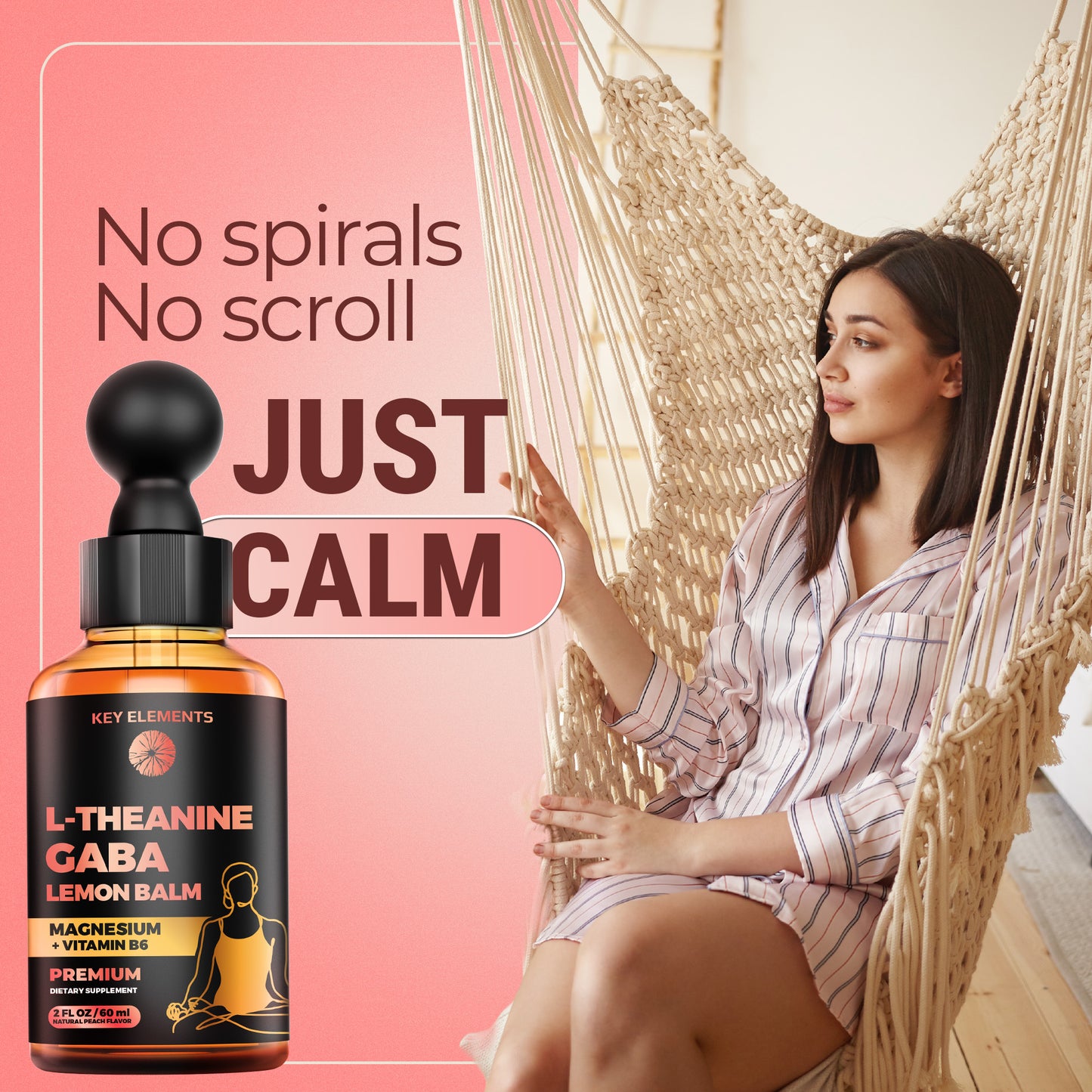 L Theanine and GABA Supplements | GABA Calming with Lemon Balm Extract, L-Theanine and Magnesium with B6 | Stress Relief & Relaxation GABA Drops
