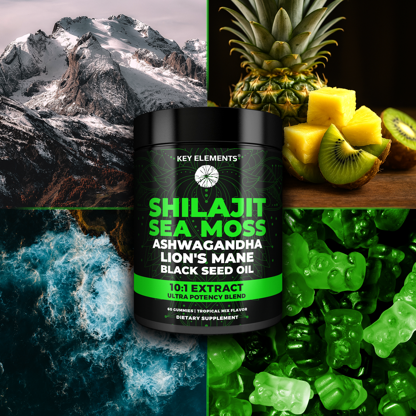 Himalayan Shilajit Gummies with Sea Moss for Immune, Energy & Brain Support
