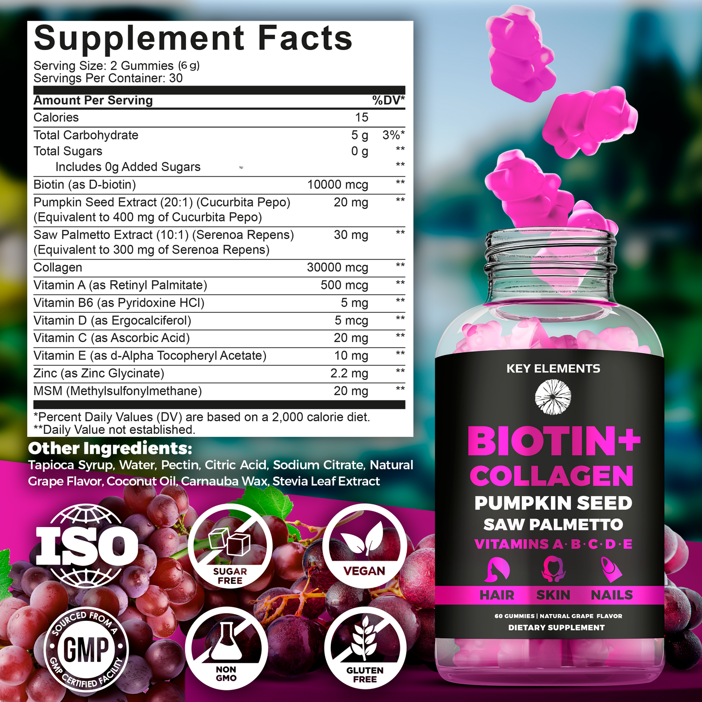 Beauty Complex Biotin Collagen Gummies for Hair, Skin & Nails