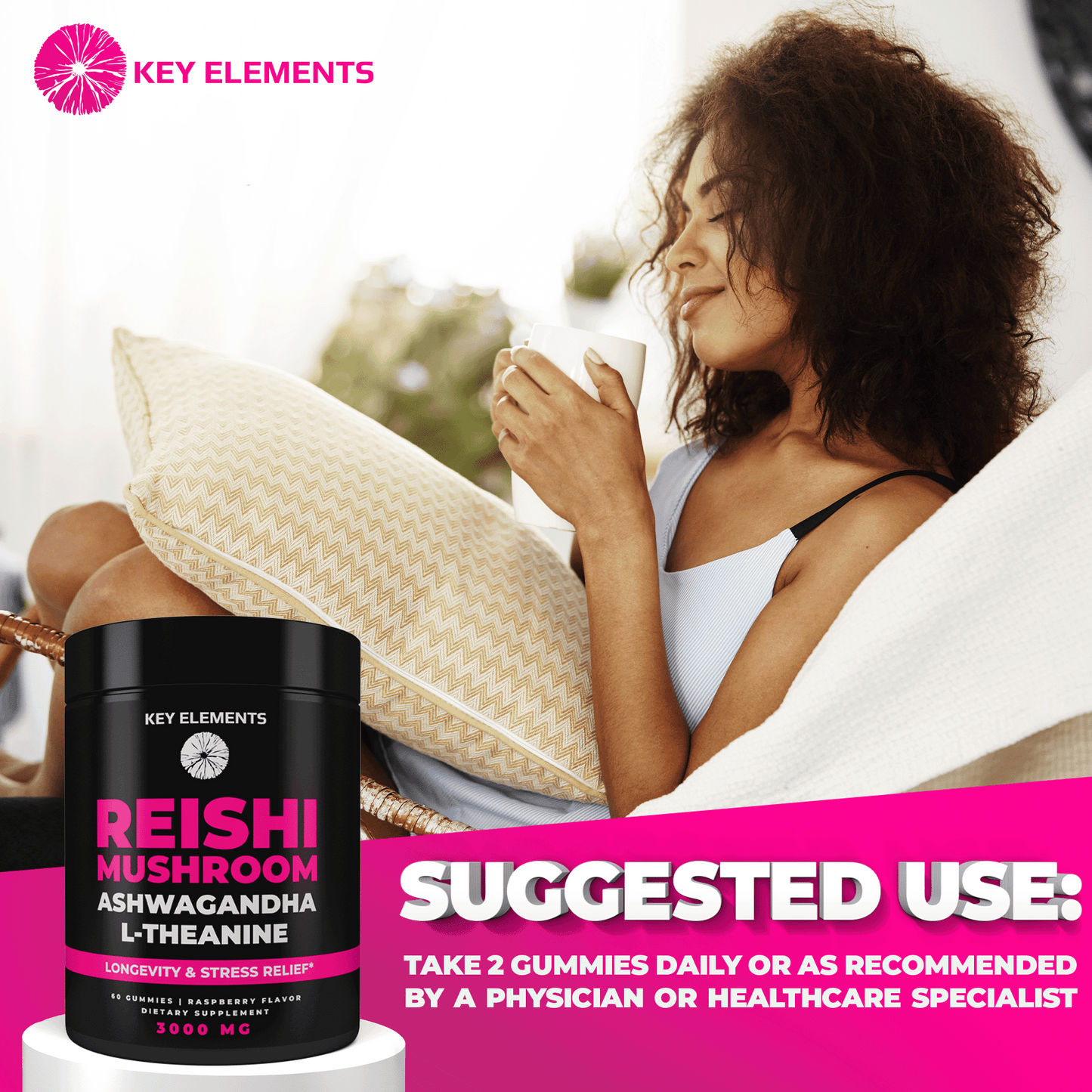 Reishi Gummies with Adaptogens for Immune Support, Stress Relief & Sleep Support