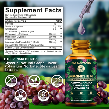 Magnesium Complex with Ashwagandha, L-Theanine, Vitamin D3 for Relax, Sleep & Muscle Support