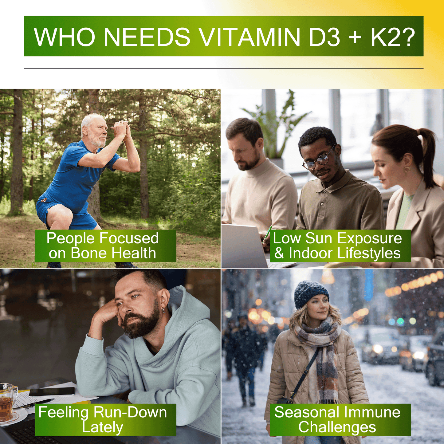 Sunny Defense D3 K2 Vitamin 10,000 IU with Magnesium Glycinate 350mg, Zinc and Moringa