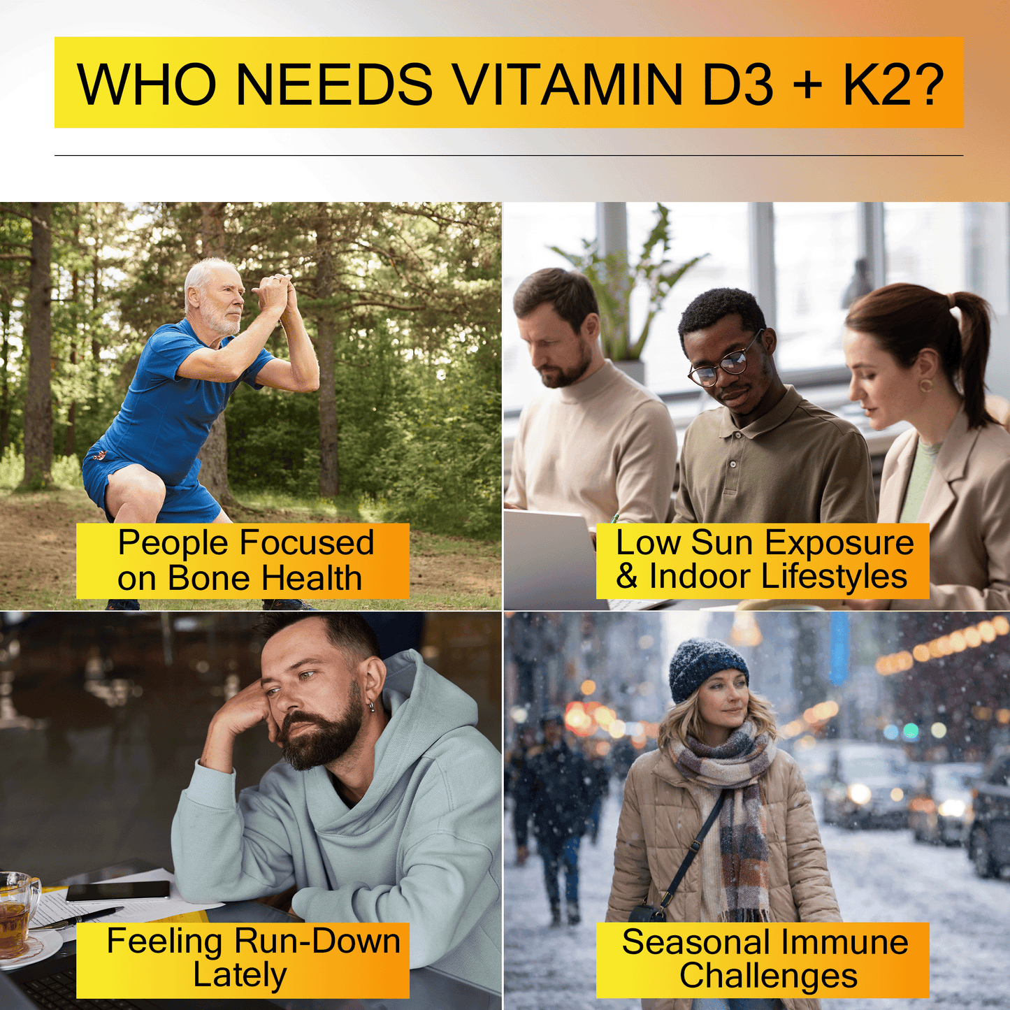 Sunny Day Vitamin D3 K2 10,000 IU with Magnesium Glycinate 400mg & Saffron 88.5mg - Mood, Immune, Bone Health