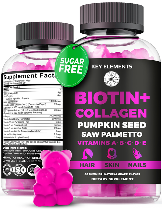 Beauty Boost Biotin Gummies with Collagen, Pumpkin Seed, Saw Palmetto & Vitamin Complex for Hair, Skin & Nails