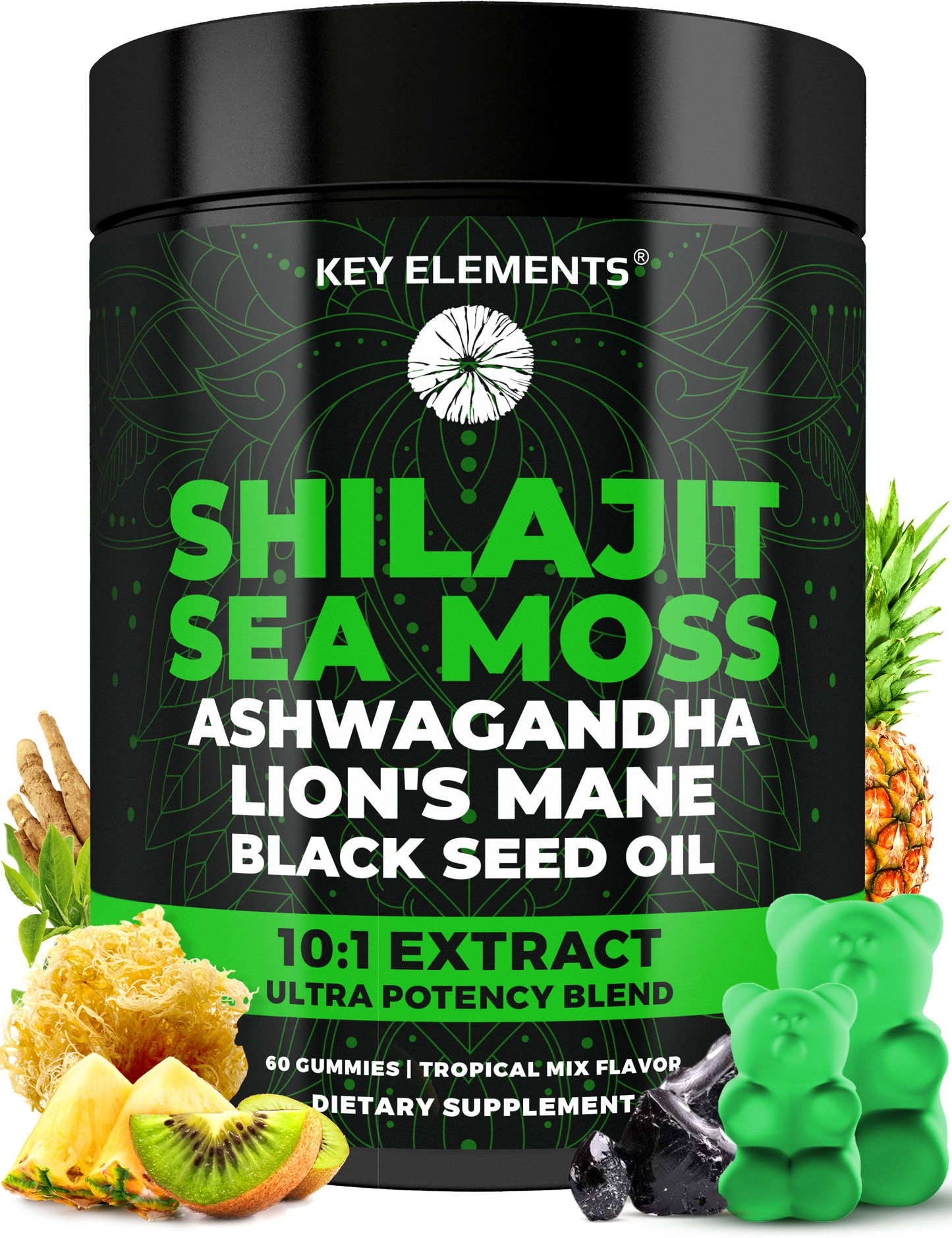 Himalayan Shilajit Gummies with Sea Moss for Immune, Energy & Brain Support