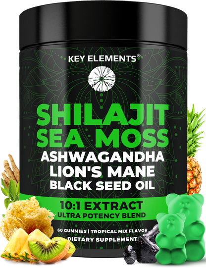 Himalayan Shilajit Gummies with Sea Moss for Immune, Energy & Brain Support