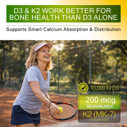 Sunny Defense D3 K2 Vitamin 10,000 IU with Magnesium Glycinate 350mg, Zinc and Moringa