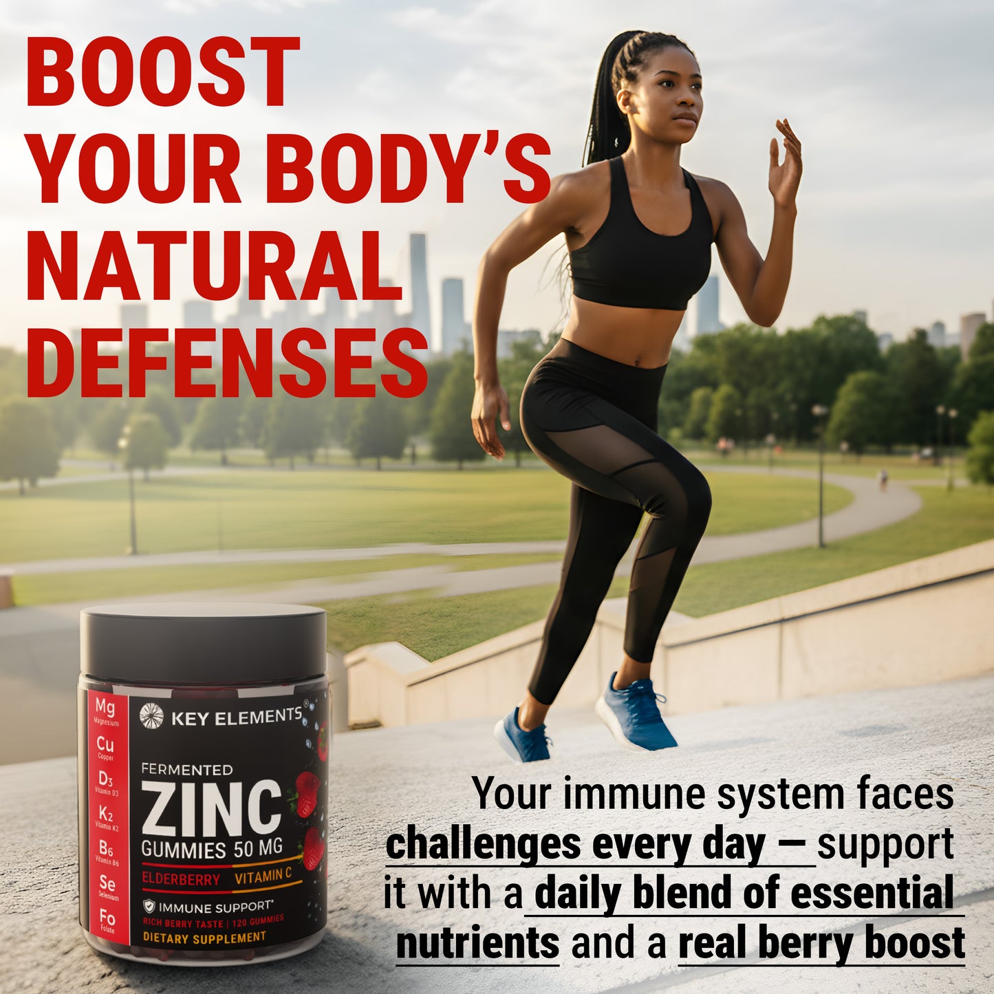 Immune Support Zinc Gummies 50mg with Elderberry Vitamin C and Zinc Supplements Natural Antioxidant
