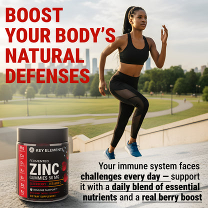 Immune Support Zinc Gummies 50mg with Elderberry Vitamin C and Zinc Supplements Natural Antioxidant
