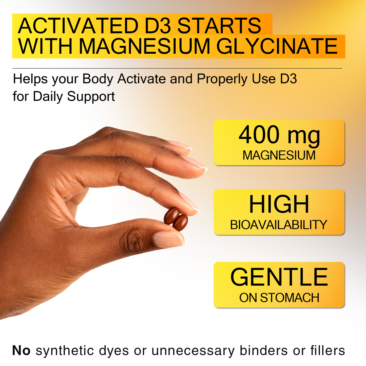 Sunny Day Vitamin D3 K2 10,000 IU with Magnesium Glycinate 400mg & Saffron 88.5mg - Mood, Immune, Bone Health