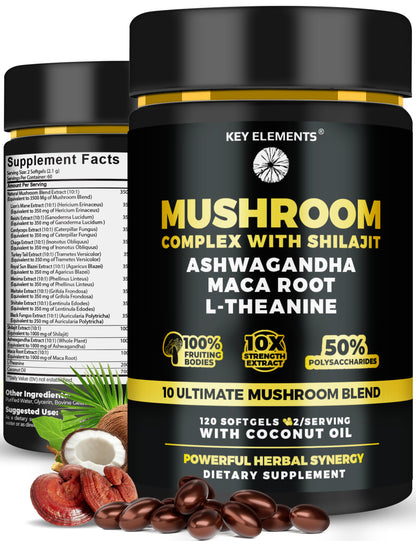Mushroom Nootropic Complex with Coconut Oil for Immune, Memory & Focus