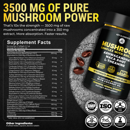 Mushroom Nootropic Complex with Coconut Oil for Immune, Memory & Focus