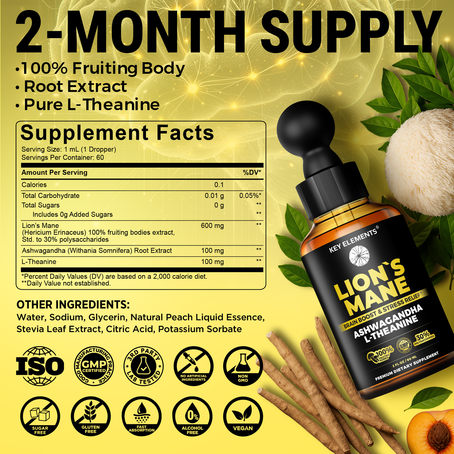 Smart Lions Mane Extract Drops for Memory, Focus & Brain Health