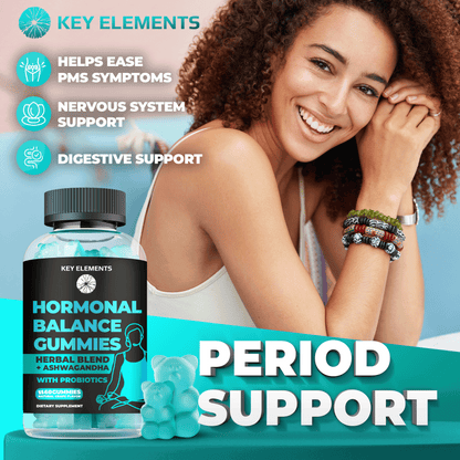 PMS Gummies Hormonal Balance Supplements For Women - Probiotic PMS Vitamins Menstrual Cramp Relief, Hot Flashes Menopause Support