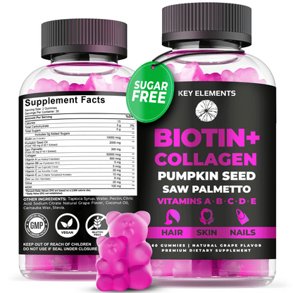 Beauty Boost Biotin Gummies with Collagen, Pumpkin Seed, Saw Palmetto & Vitamin Complex for Hair, Skin & Nails